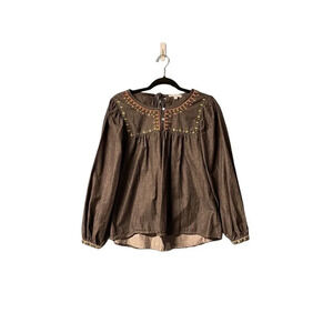 L Love Peasant Style Embroidered Top‎ Size Small (Sm)